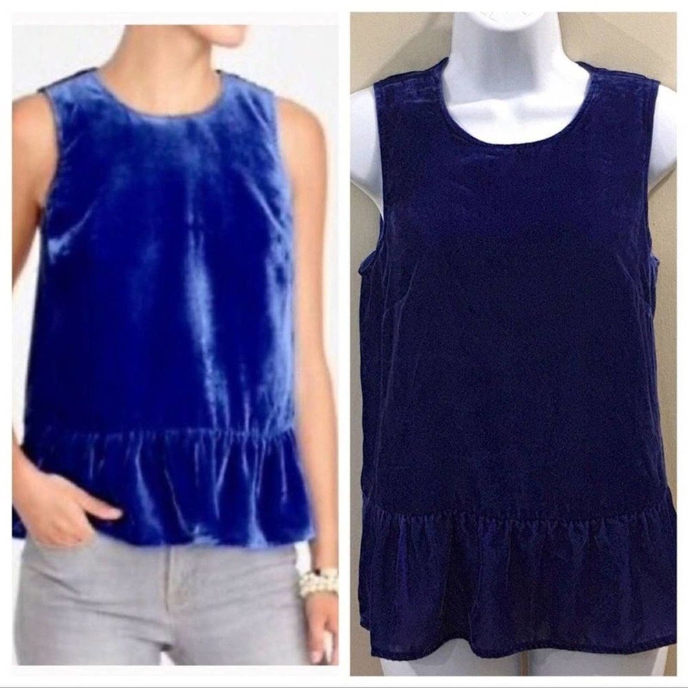 J Crew Royal Blue Peplum Tank Top Size 2